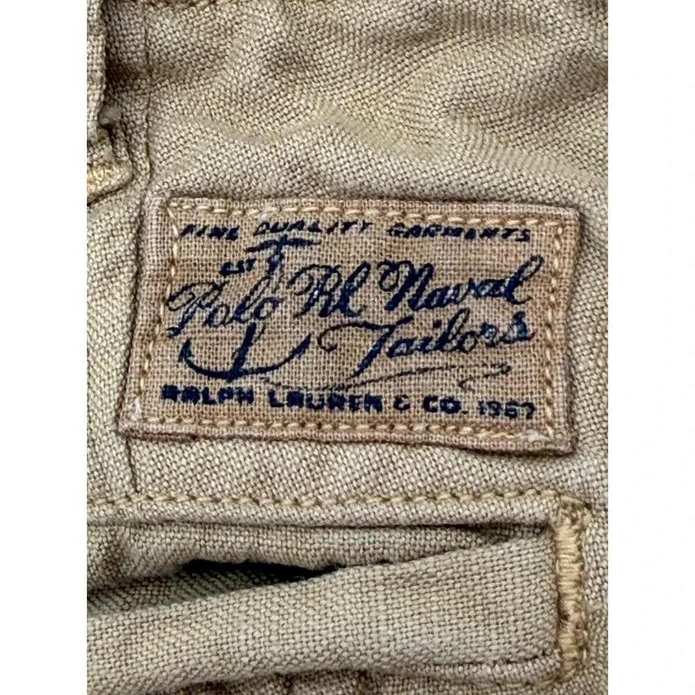 Polo Ralph Lauren Mens Classic Fit Linen Cotton Naval Tailors Shorts Tan 30